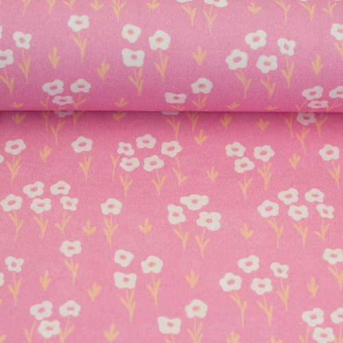 Baumwollstoff - Happy Spring - Blumen - apricot - pink